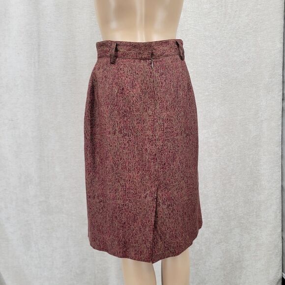 Ellen Tracy Vintage 90s Silk Midi Skirt with Belt Loops and Pockets Women's 10 - Picture 6 of 10